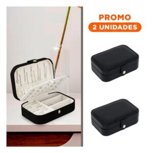 Pack2 Joyero Negro 16x11x5 cm con Compartimientos para Collares y Anillos