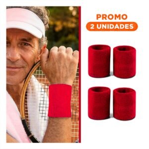 Pack2 Muñequeras Deportivas Antisudor y Elasticadas Color Rojo 2 Piezas