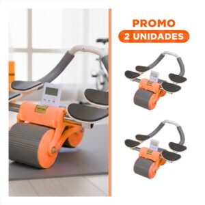 Pack2 Rueda Abdominal 2 En 1 con Tablero Analogico Resistente Naranja para Core