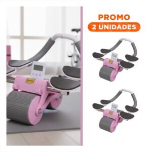 Pack2 Rueda Abdominal 2 En 1 con Tablero Analogico Resistente Rosado para Core