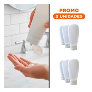 Pack2 Frascos Portatiles Recargables y Exprimibles Blanco 60 ml Gel y Jabon