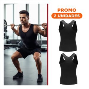 Pack2 Chaleco Termico Men Talla L Negro con Cierre Moda Casual