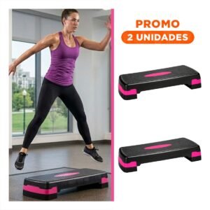 Pack2 Plataforma Fitness de 2 Niveles Rosado para Cardio en Casa