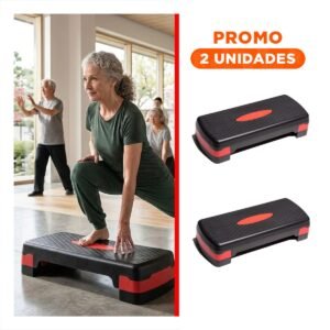 Pack2 Plataforma Fitness de 2 Niveles Rojo para Cardio en Casa