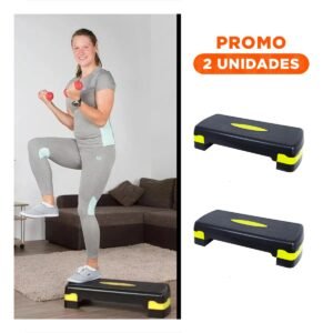 Pack2 Plataforma Fitness de 2 Niveles Amarillo para Cardio en Casa