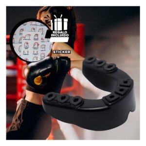 Protector Bucal Pro Dientes Superiores Negro con Soporte Firme Y+Regalo Sticker