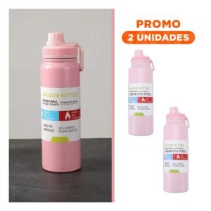 Pack2 Envase 800ml Rosado con Apertura Segura para Viajes