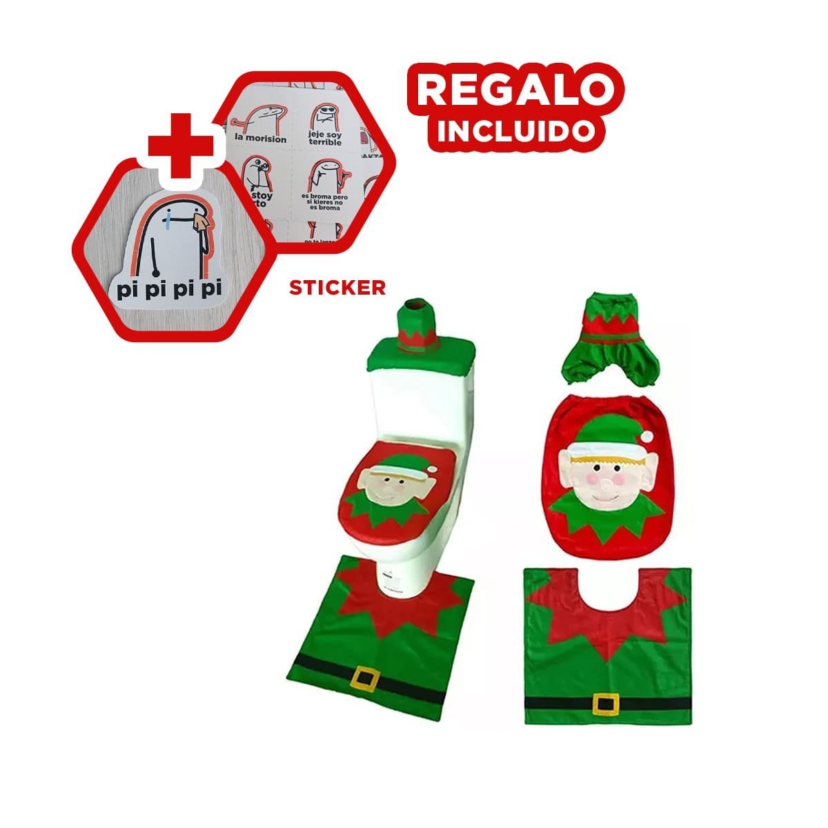 Kit Navideño Duende para Ambientar Espacio de Hogar Durante Temporada Navidad YRegalo Sticker